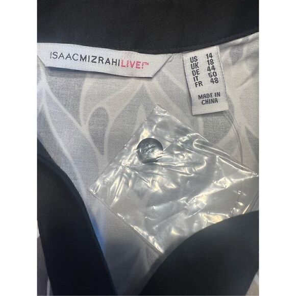 Isaac Mizrahi live black cream mosaic sleeveless button up collar dress 14 - Picture 3 of 7